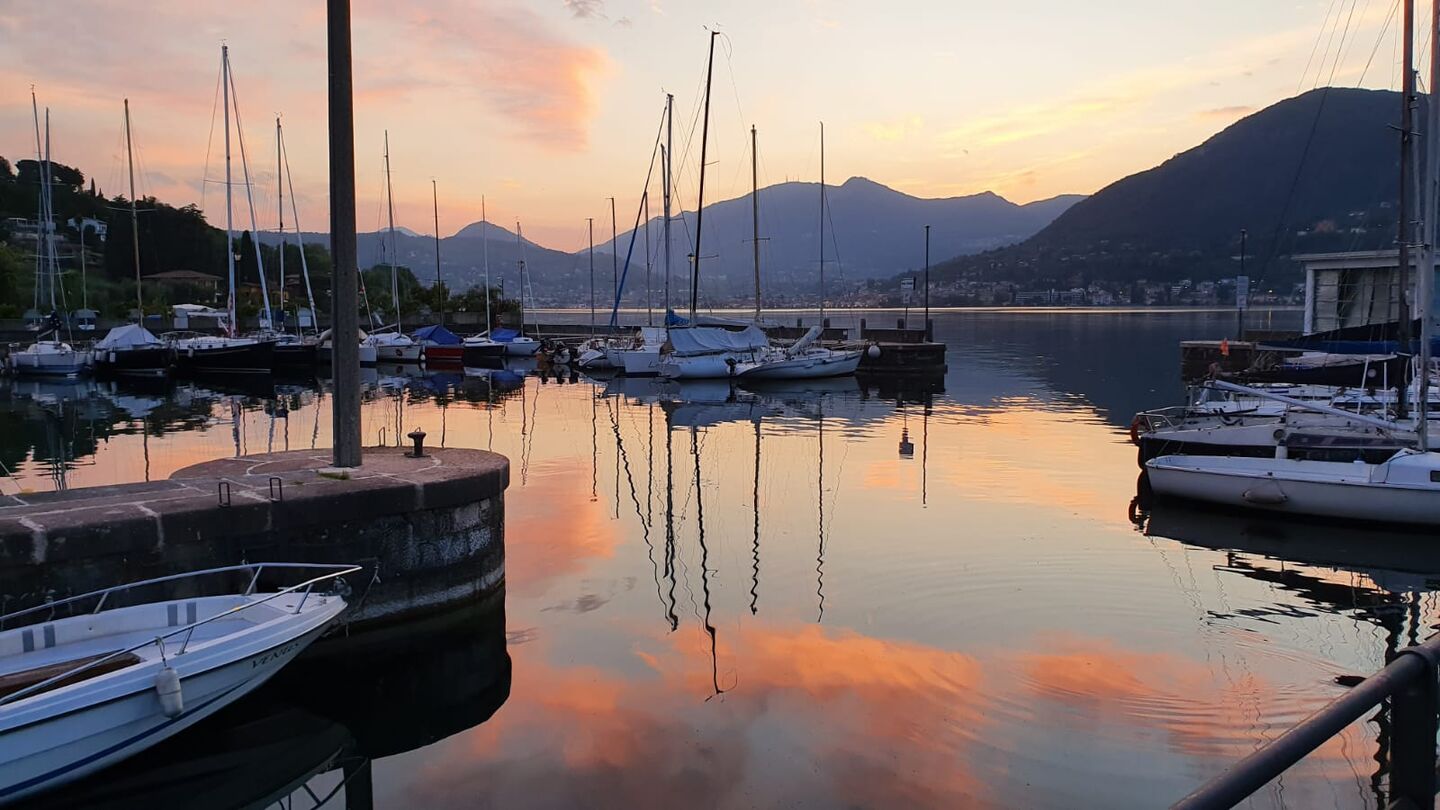 Marina at sunset on Lake Garda